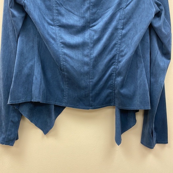 Kut from the Kloth Tayanita Faux Suede Draped Open Lightweight Blazer Blue XS - Picture 8 of 12